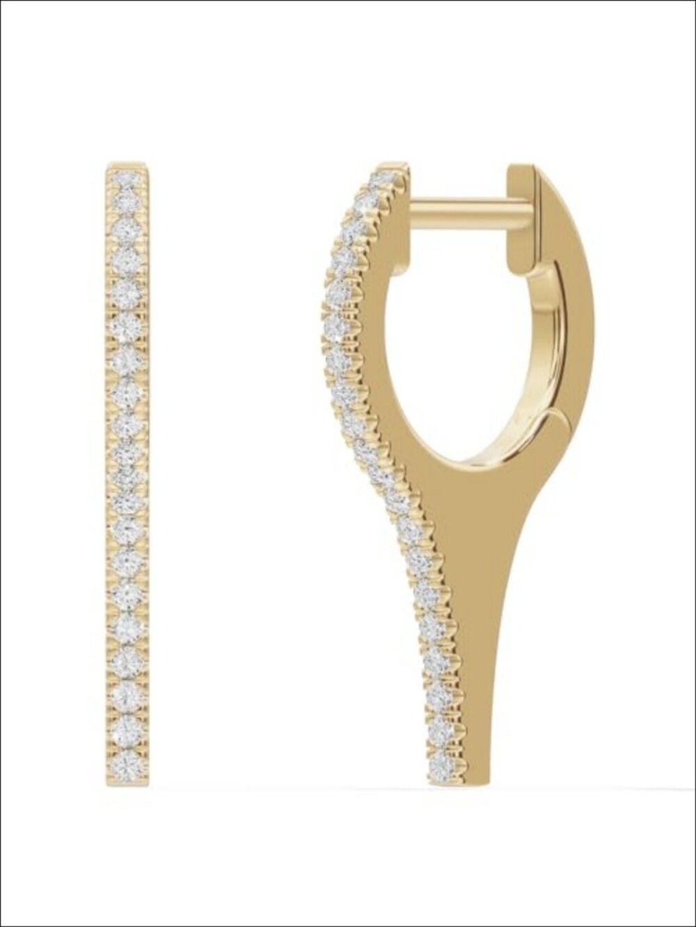 Dagger Spike Drop Hoop Earrings 14k Yellow Gold Over Sterling Silver CZ